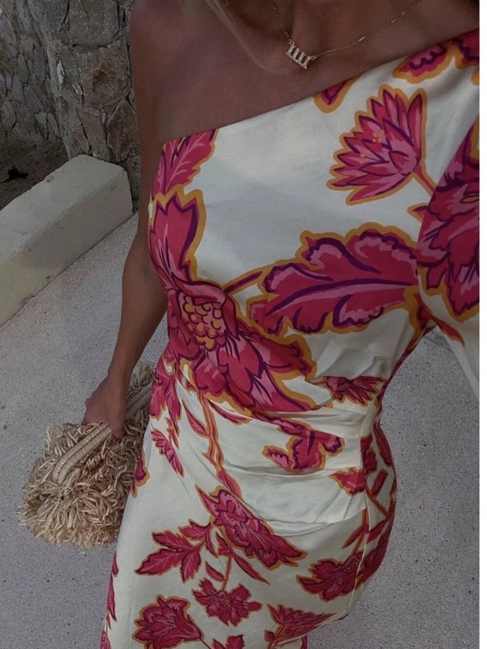 Multicolor Elegant Women's Printed One-Shoulder Dress - Picture 5 of 5